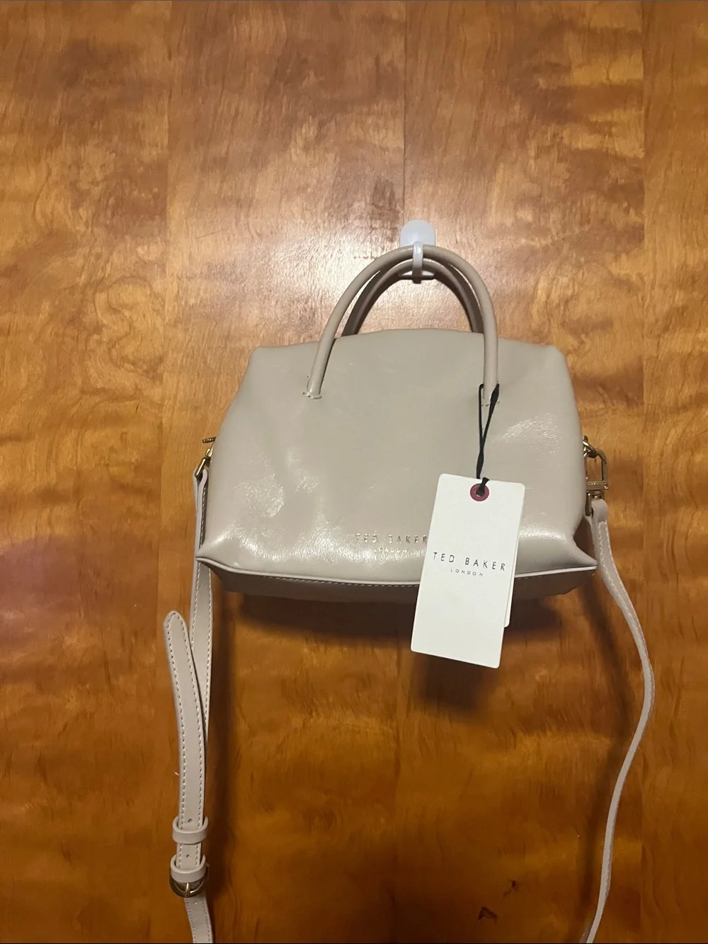 Ted Baker Beige-Cream Structured Top-Handle Crossbody Bag